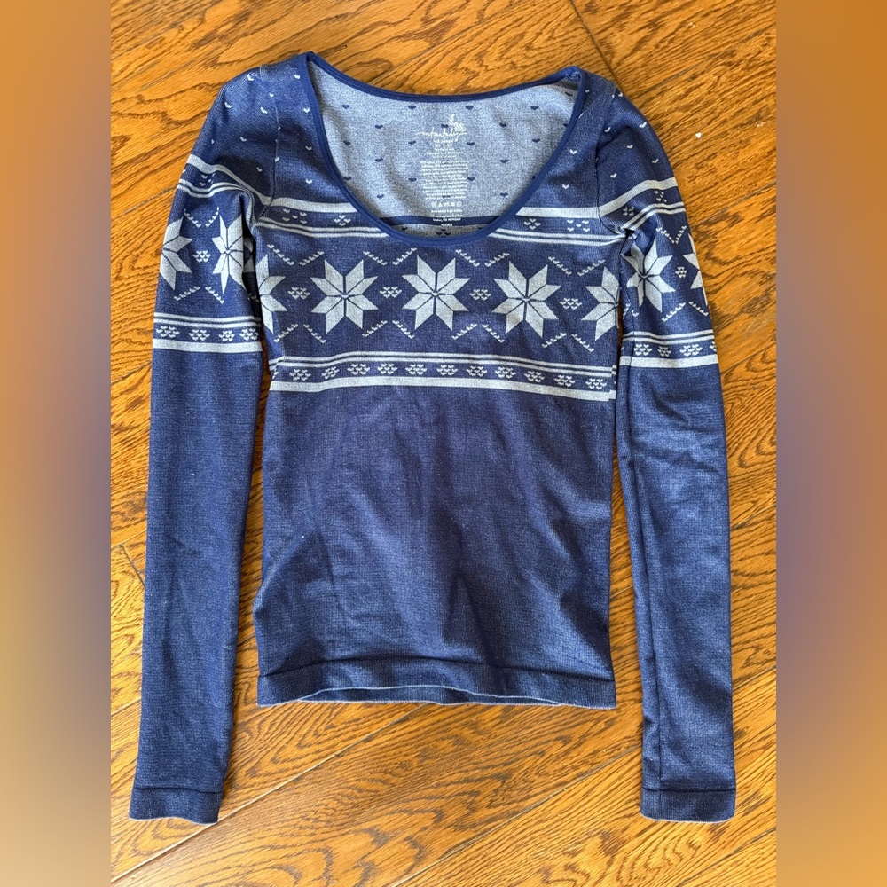 Free People intimately Navy Blue Snowflake top